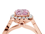 Rose gold Fancy Pink Cushion  Halo Diamond Engagement Ring with Filigree Band and Four-Prong Setting_85