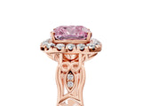 Rose gold Fancy Pink Cushion  Halo Diamond Engagement Ring with Filigree Band and Four-Prong Setting_86