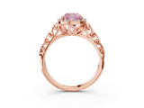 Rose gold Fancy Pink Cushion  Halo Diamond Engagement Ring with Intricate Filigree Band and Four-Prong Setting_40