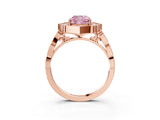 Rose gold Fancy Pink Cushion  Halo Diamond Engagement Ring with Milgrain Band and Four-Prong Setting_56