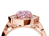 Rose gold Fancy Pink Cushion  Halo Diamond Engagement Ring with Milgrain Band and Four-Prong Setting_57