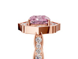 Rose gold Fancy Pink Cushion  Halo Diamond Engagement Ring with Milgrain Band and Four-Prong Setting_58