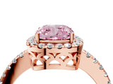 Rose gold Fancy Pink Cushion  Halo Diamond Engagement Ring with Pavé Band and Four-Prong Setting_85