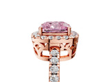 Rose gold Fancy Pink Cushion  Halo Diamond Engagement Ring with Pavé Band and Four-Prong Setting_86