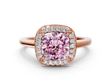 Rose gold Fancy Pink Cushion  Halo Diamond Engagement Ring with Solitaire Band and Four-Prong Setting_20