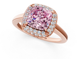 Rose gold Fancy Pink Cushion  Halo Diamond Engagement Ring with Solitaire Band and Four-Prong Setting_21