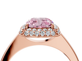 Rose gold Fancy Pink Cushion  Halo Diamond Engagement Ring with Solitaire Band and Four-Prong Setting_24