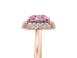 Rose gold Fancy Pink Cushion  Halo Diamond Engagement Ring with Solitaire Band and Four-Prong Setting_25