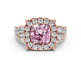 Rose gold Fancy Pink Cushion  Halo Diamond Engagement Ring with Split Shank and Four-Prong Setting_43