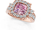 Rose gold Fancy Pink Cushion  Halo Diamond Engagement Ring with Split Shank and Four-Prong Setting_44