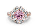 Rose gold Fancy Pink Cushion  Halo Diamond Engagement Ring with Split Shank and Prong Setting_66