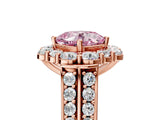 Rose gold Fancy Pink Cushion  Halo Diamond Engagement Ring with Split Shank and Prong Setting_71