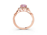 Rose gold Fancy Pink Cushion  Halo Diamond Engagement Ring with Twisted Band and Four-Prong Setting 4