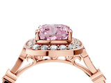 Rose gold Fancy Pink Cushion  Halo Diamond Engagement Ring with Twisted Band and Four-Prong Setting 5