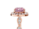 Rose gold Fancy Pink Cushion  Halo Diamond Engagement Ring with Twisted Band and Four-Prong Setting