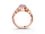 Rose gold Fancy Pink Cushion  Halo Diamond Floral Band with Four-Prong Setting_59