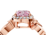 Rose gold Fancy Pink Cushion  Halo Diamond Floral Band with Four-Prong Setting_60