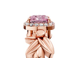 Rose gold Fancy Pink Cushion  Halo Diamond Floral Band with Four-Prong Setting_61