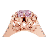 Rose gold Fancy Pink Cushion  Halo Diamond Floral Split Shank Engagement Ring 4