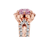Rose gold Fancy Pink Cushion  Halo Diamond Floral Split Shank Engagement Ring 5