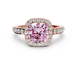 Rose gold Fancy Pink Cushion  Halo Diamond Pavé Band Ring with Prong Setting_20