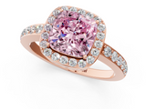 Rose gold Fancy Pink Cushion  Halo Diamond Pavé Band Ring with Prong Setting_21