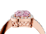 Rose gold Fancy Pink Cushion  Halo Diamond Pavé Band Ring with Prong Setting_24
