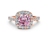 Rose gold Fancy Pink Cushion  Halo Diamond Pavé Solitaire Ring_27