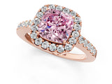 Rose gold Fancy Pink Cushion  Halo Diamond Pavé Solitaire Ring_28