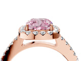 Rose gold Fancy Pink Cushion  Halo Diamond Pavé Solitaire Ring_31
