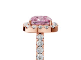 Rose gold Fancy Pink Cushion  Halo Diamond Pavé Solitaire Ring_32