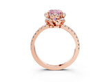 Rose gold Fancy Pink Cushion  Halo Diamond Pave Band Ring with Four-Prong Setting_18