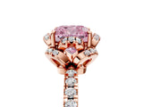 Rose gold Fancy Pink Cushion  Halo Diamond Pave Band Ring with Four-Prong Setting_20