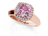 Rose gold Fancy Pink Cushion  Halo Diamond Ring with Cathedral Band and Four-Prong Setting_51