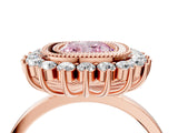 Rose gold Fancy Pink Cushion  Halo Diamond Ring with Milgrain Edge and Round Prong Setting_31