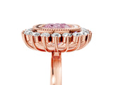 Rose gold Fancy Pink Cushion  Halo Diamond Ring with Milgrain Edge and Round Prong Setting_32