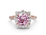 Rose gold Fancy Pink Cushion  Halo Diamond Ring with Pavé Band and Prong Setting_36