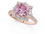 Rose gold Fancy Pink Cushion  Halo Diamond Ring with Pavé Band and Prong Setting_37