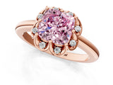 Rose gold Fancy Pink Cushion  Halo Diamond Ring with Round Cluster Setting, Solitaire Band, and Four-Prong Setting_50