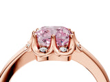 Rose gold Fancy Pink Cushion  Halo Diamond Ring with Round Cluster Setting, Solitaire Band, and Four-Prong Setting_53