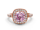 Rose gold Fancy Pink Cushion  Halo Diamond Ring with Split Shank and Four-Prong Setting_45