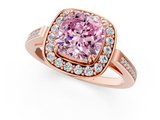 Rose gold Fancy Pink Cushion  Halo Diamond Ring with Split Shank and Four-Prong Setting_46