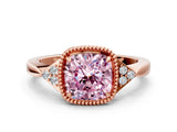 Rose gold Fancy Pink Cushion  Halo Diamond Ring with Tapered Band and Four-Prong Setting_3