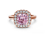 Rose gold Fancy Pink Cushion  Halo Diamond Solitaire with Pavé Band and Four-Prong Setting_114