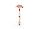 Rose gold Fancy Pink Cushion  Halo Diamond Solitaire with Pavé Band and Four-Prong Setting_116
