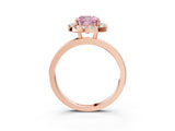 Rose gold Fancy Pink Cushion  Halo Diamond Solitaire with Pavé Band and Four-Prong Setting_117