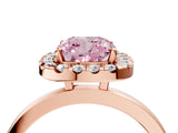 Rose gold Fancy Pink Cushion  Halo Diamond Solitaire with Pavé Band and Four-Prong Setting_118
