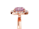 Rose gold Fancy Pink Cushion  Halo Diamond Solitaire with Pavé Band and Four-Prong Setting_119