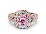 Rose gold Fancy Pink Cushion  Halo Diamond Split Shank Engagement Ring with Prong Setting_47