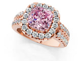 Rose gold Fancy Pink Cushion  Halo Diamond Split Shank Engagement Ring with Prong Setting_48